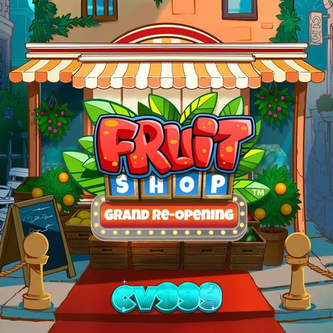Fruit Shop Grand Re-Opening স্লট গেমের একটি দৃশ্য যেখানে রঙিন ফলের প্রতীক এবং আধুনিক ইন্টারফেস দেখা যাচ্ছে।